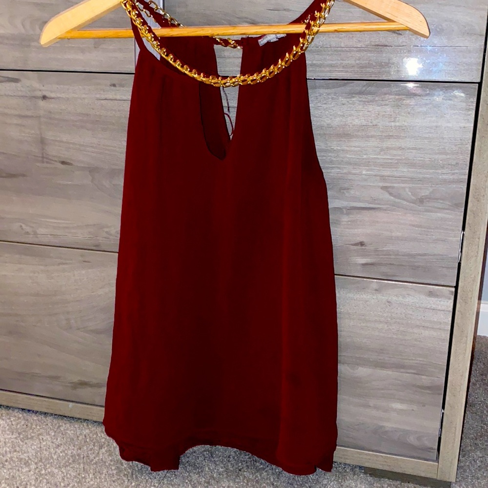 Charlotte Russe large silk top burgundy